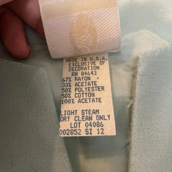 VTG Watters & Watters Jacket MIDI Skirt Suit Set Mint Green Size 8 - 12 - Picture 2 of 13